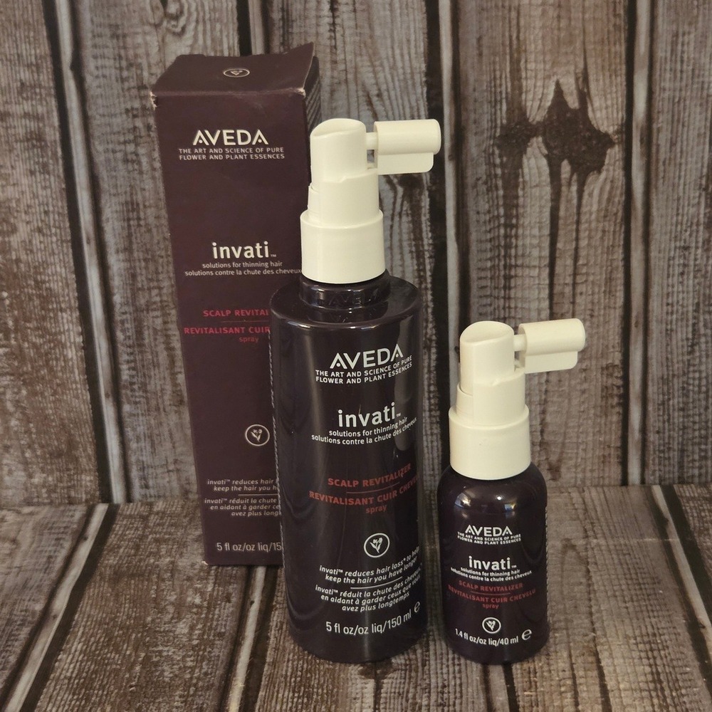 Aveda Invati Scalp Revitalizer 5oz and 1.4oz Thinning Hair Spray Set New